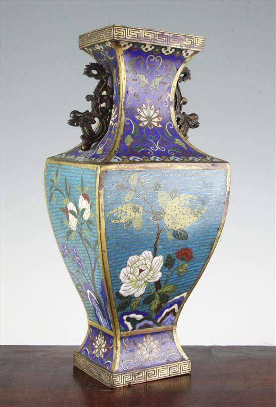 A Chinese cloisonné enamel vase, fanghu, early 19th century, 40.5cm